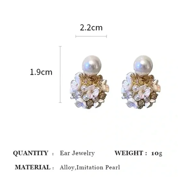 Perla White Shell Flower Stud Earrings - Picture 7 of 13